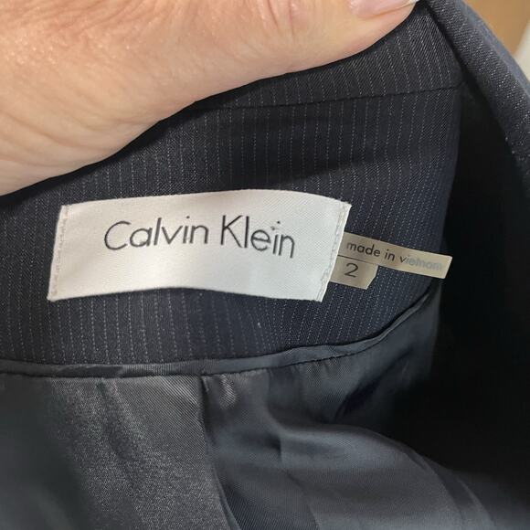 Calvin Klein Women's Blazer Jacket Size 2 Black Pinstripe Career Professional - Picture 9 of 9